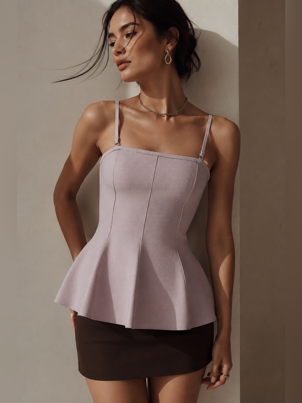 ✨ NWT Anthropologie Hour Glass Sweater Tank Peplum Top Lavender Large